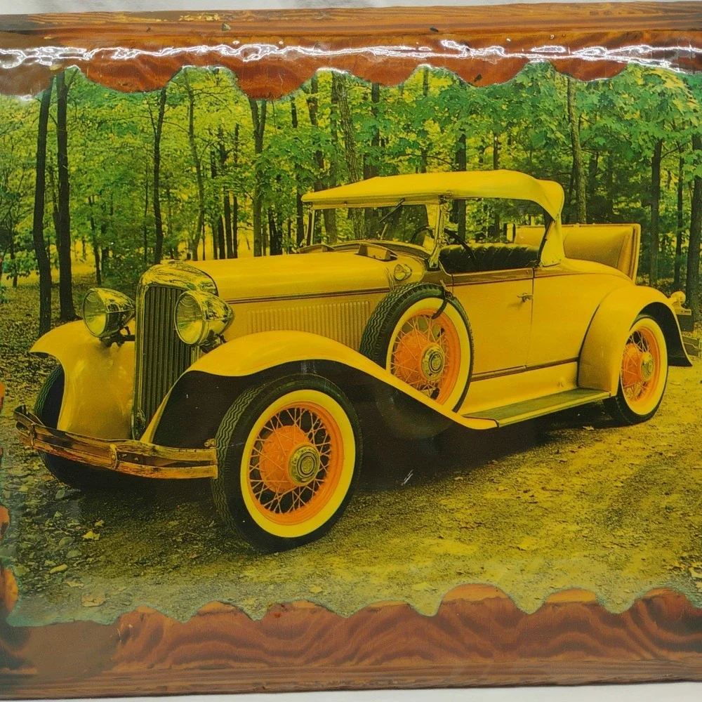 Vintage 1931 Chrysler Model 6 Roadster Large Wooden Plaque Sign Pinheiro 15